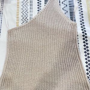 Tan one shoulder sweater tank